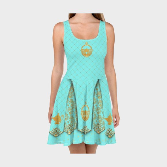 NWOT Handmade Princess Jasmine Fit and Flare Skater Dress size XL - Picture 2 of 8